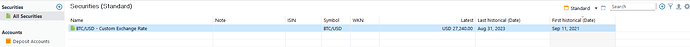 5. Added custom exchange rate for BTC-USD