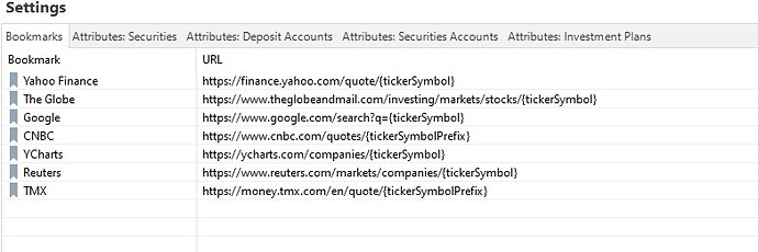 In case anyone else wants the now the prefixes to more sites to get quotes.  Tickers must be entered in securities with suffix .TO Some don't work for US securities but some do, i.e., CNBC.  Cheers.