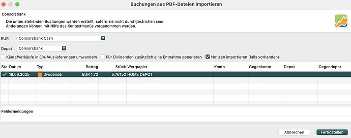 Fehlerhafte Buchung