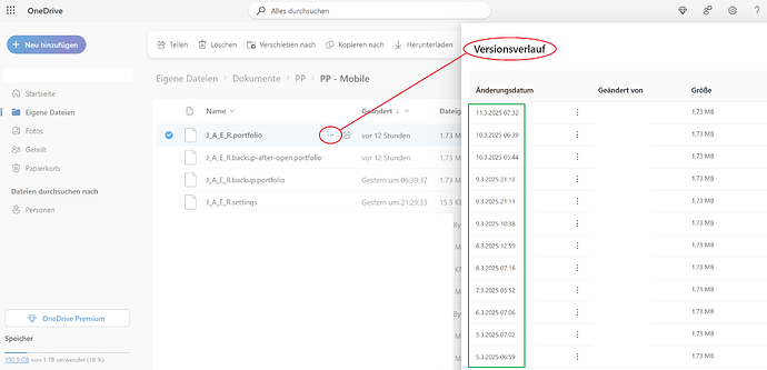 OneDrive Versionsverlauf