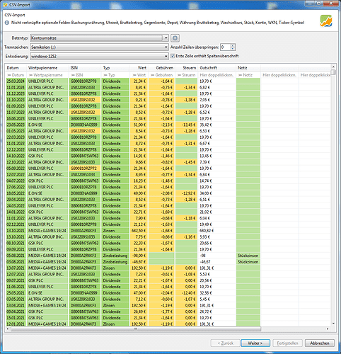 CSV-DividendenImport