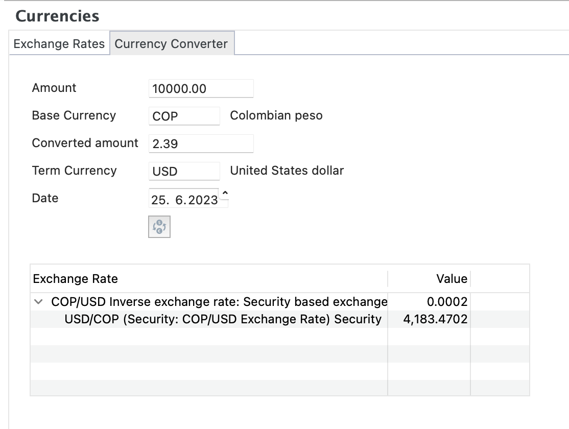 How to add the exchange rate between USD/COP (US dollar to Colombian Pesos)  - English - Portfolio Performance Forum