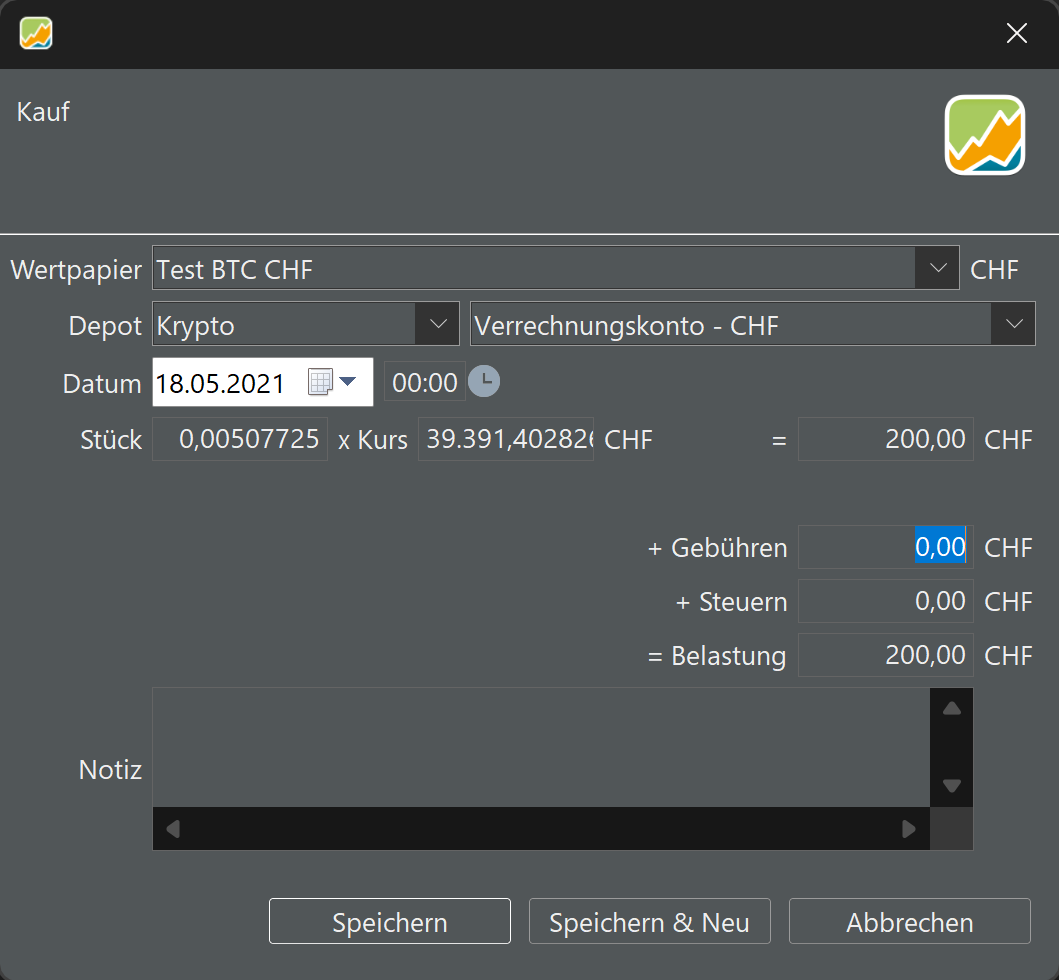 Bitcoin Kurs wird nicht akzeptiert - manuelle Eintragung? - Buchungen -  Portfolio Performance Forum