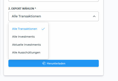 extraETF export settings